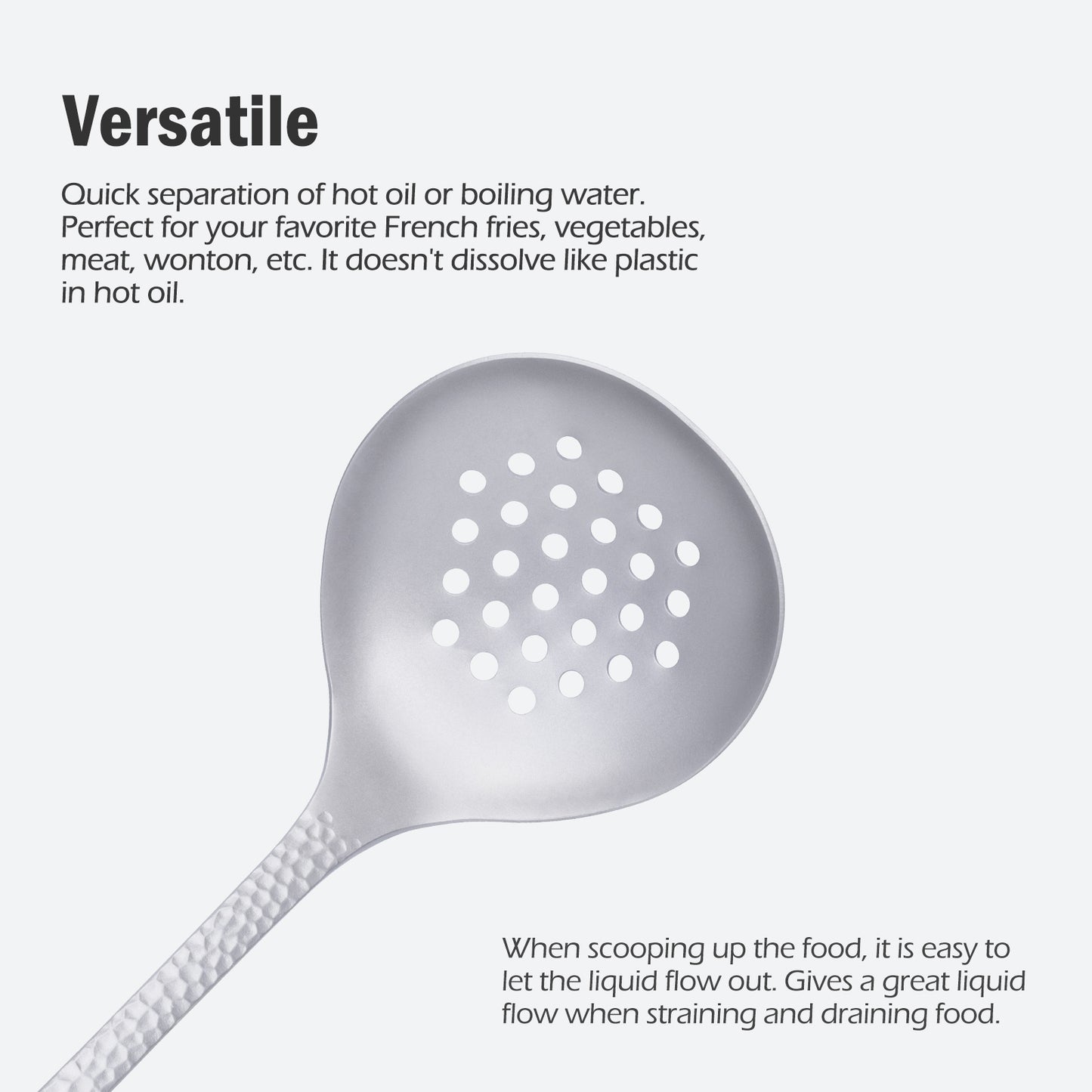 Boundless Voyage Titanium Skimmer Spoon Lightweight Cooking Skimmer Ladle with Long Handle Food Strainer Colander Kitchen Tools