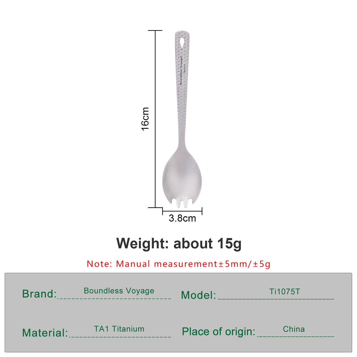 Boundless Voyage Titanium 2-in-1 Spork – Ultralight Camping & Travel Cutlery Non-Coated & Dishwasher Safe