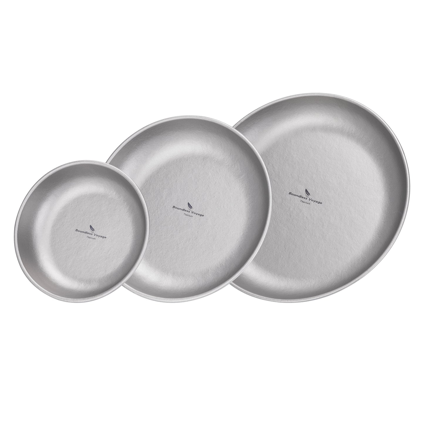 Boundless Voyage Titanium Plate Set – 3PCS Ultralight Camping Dining Plates for Hiking, Travel & Outdoor Meals