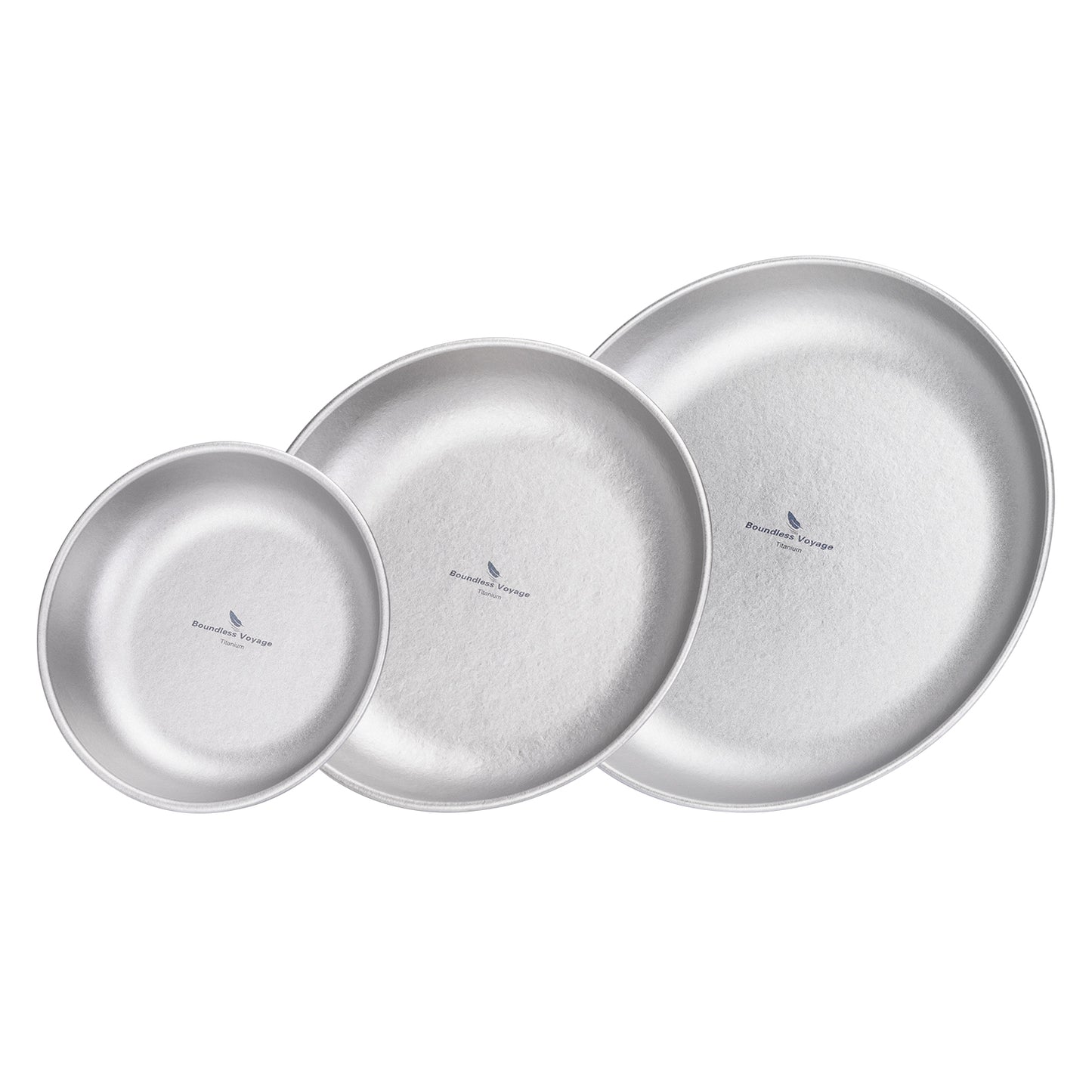 Boundless Voyage Titanium Plate Set – 3PCS Ultralight Camping Dining Plates for Hiking, Travel & Outdoor Meals