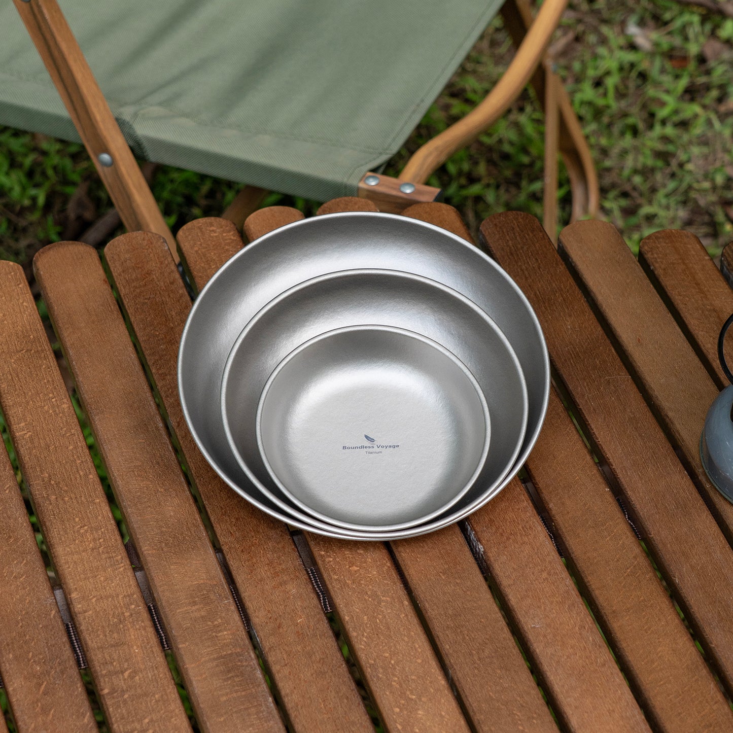 Boundless Voyage Titanium Plate Set – 3PCS Ultralight Camping Dining Plates for Hiking, Travel & Outdoor Meals