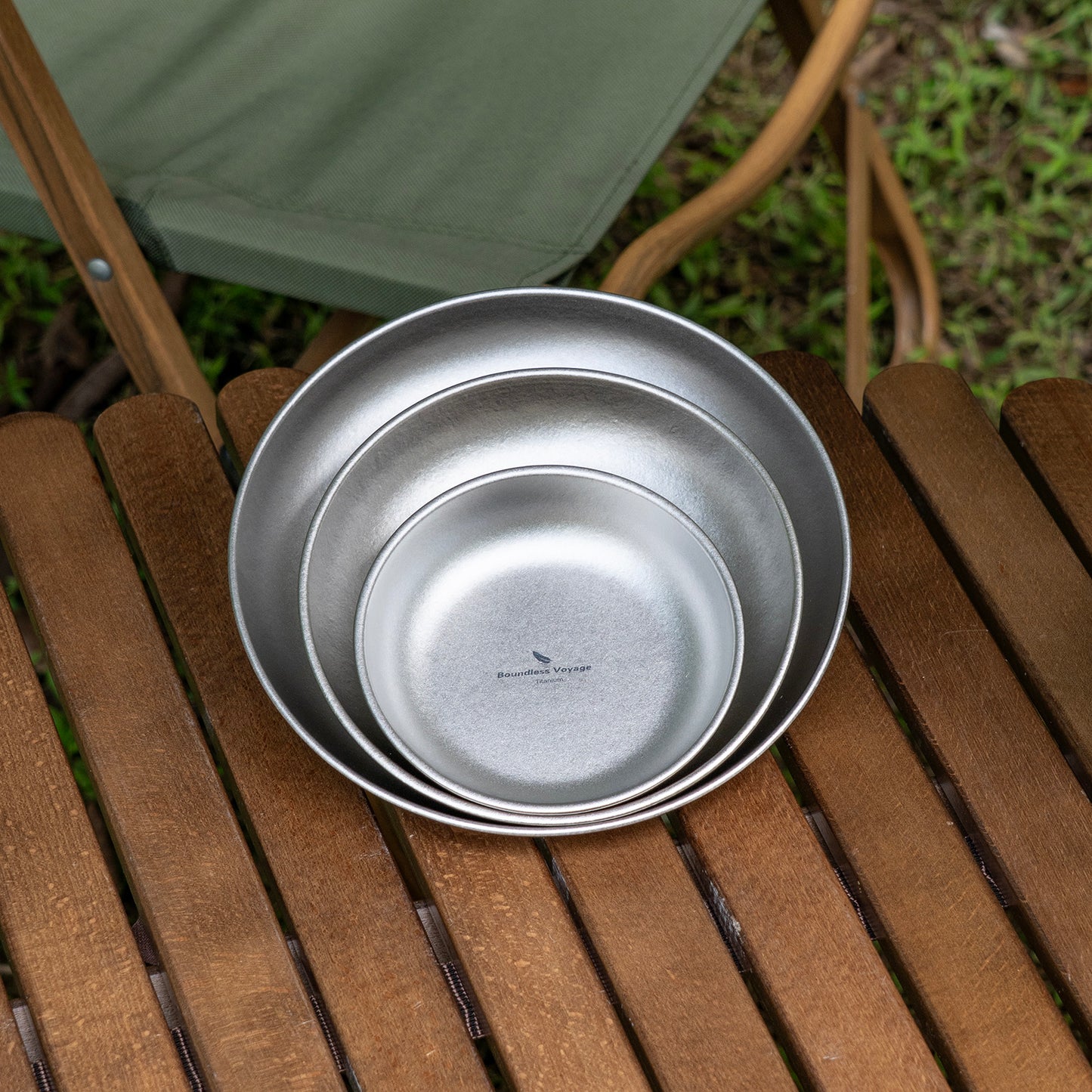 Boundless Voyage Titanium Plate Set – 3PCS Ultralight Camping Dining Plates for Hiking, Travel & Outdoor Meals
