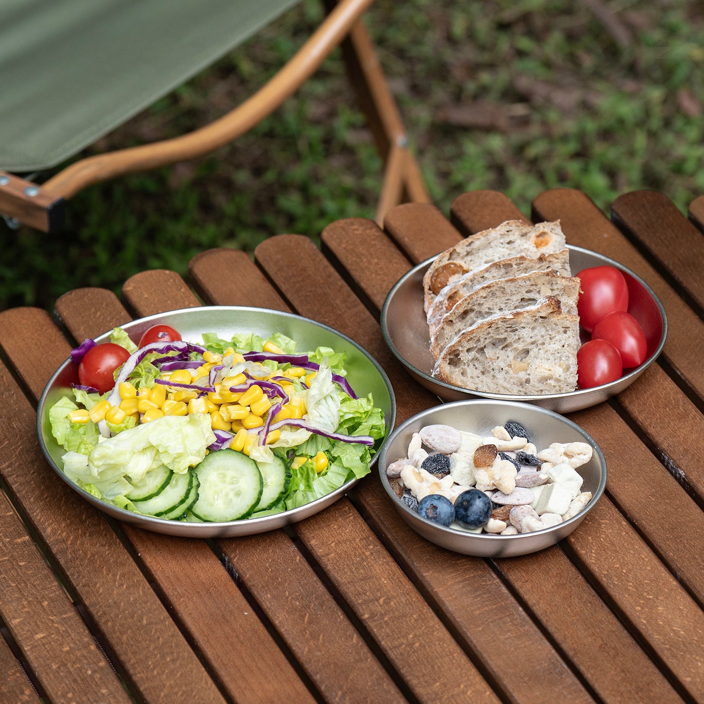 Boundless Voyage Titanium Plate Set – 3PCS Ultralight Camping Dining Plates for Hiking, Travel & Outdoor Meals
