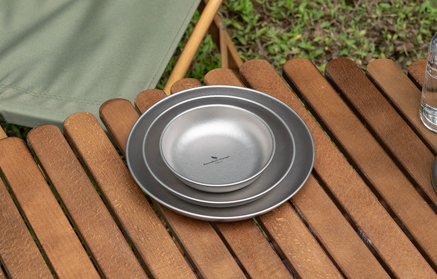 Boundless Voyage Titanium Plate Set – 3PCS Ultralight Camping Dining Plates for Hiking, Travel & Outdoor Meals