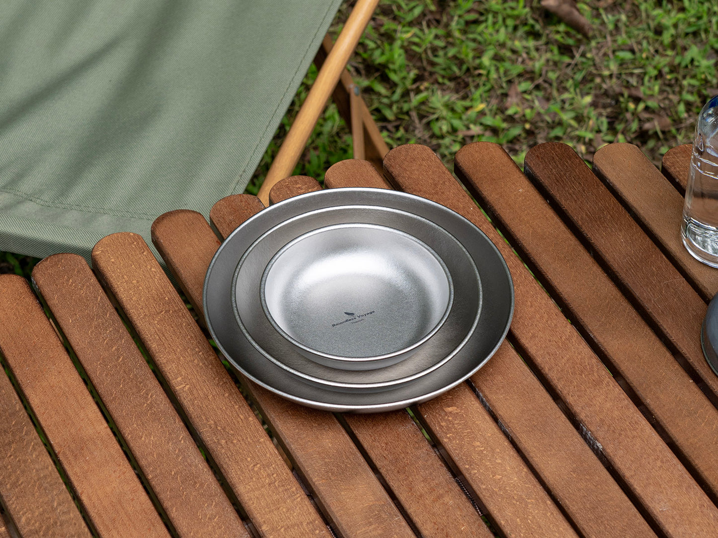 Boundless Voyage Titanium Plate Set – 3PCS Ultralight Camping Dining Plates for Hiking, Travel & Outdoor Meals