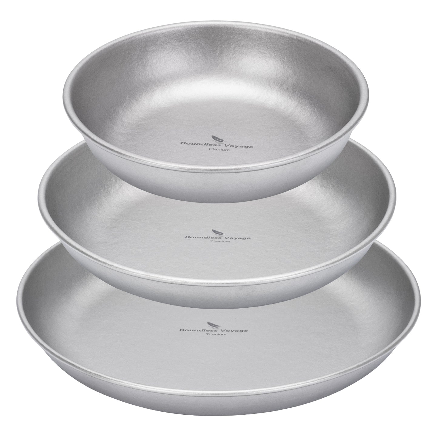 Boundless Voyage Titanium Plate Set – 3PCS Ultralight Camping Dining Plates for Hiking, Travel & Outdoor Meals