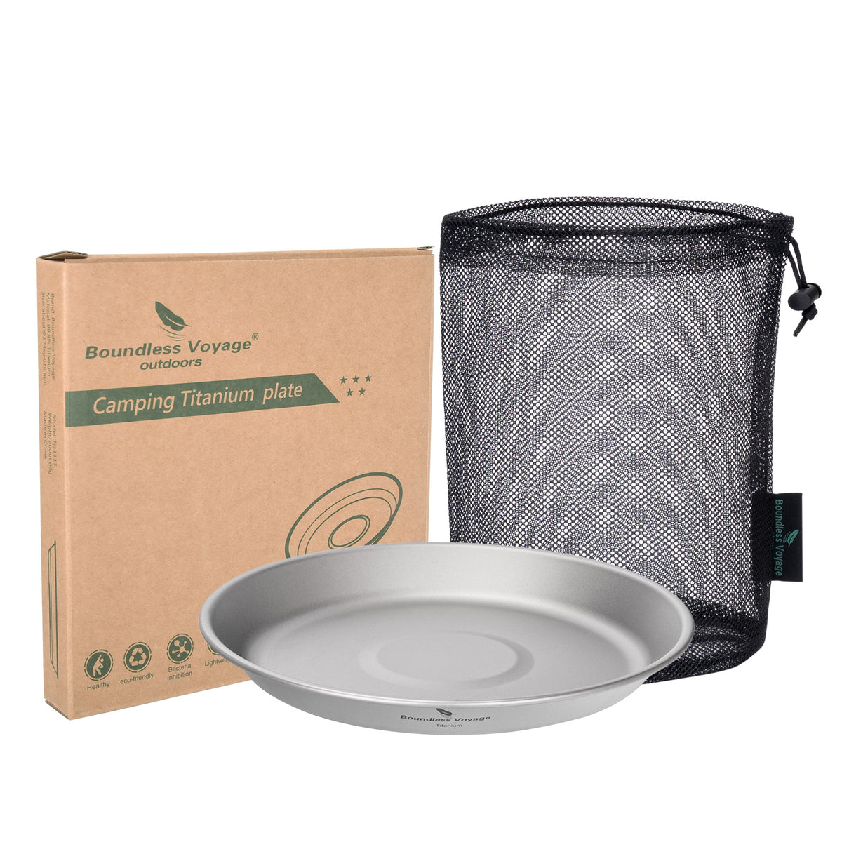 Boundless Voyage 300ml Titanium Camping Bowl & Plate – Ultralight TA1 Pure Titanium Shallow Dish for Backpacking, Hiking & Outdoor Dining