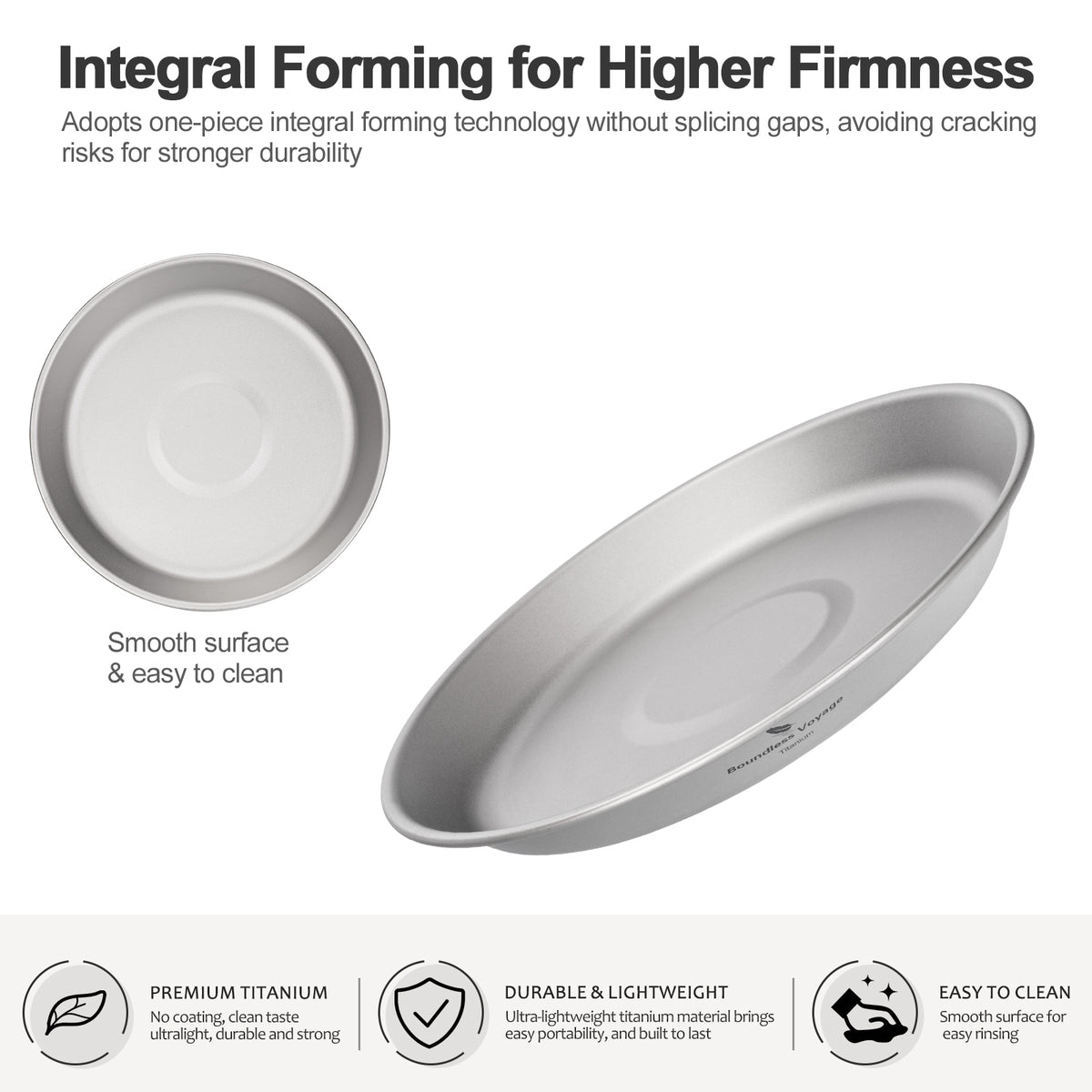 Boundless Voyage 300ml Titanium Camping Bowl & Plate – Ultralight TA1 Pure Titanium Shallow Dish for Backpacking, Hiking & Outdoor Dining