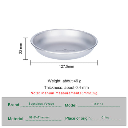 Boundless Voyage Titanium Plates Dishes Saucer Outdoor Camping Home Food Tray Round Dinnerware Hiking Backpacking Travel Portable Durable Tableware Stackable Serving Plates