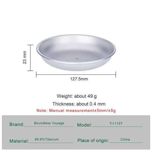 Boundless Voyage Titanium Plates Dishes Saucer Outdoor Camping Home Food Tray Round Dinnerware Hiking Backpacking Travel Portable Durable Tableware Stackable Serving Plates