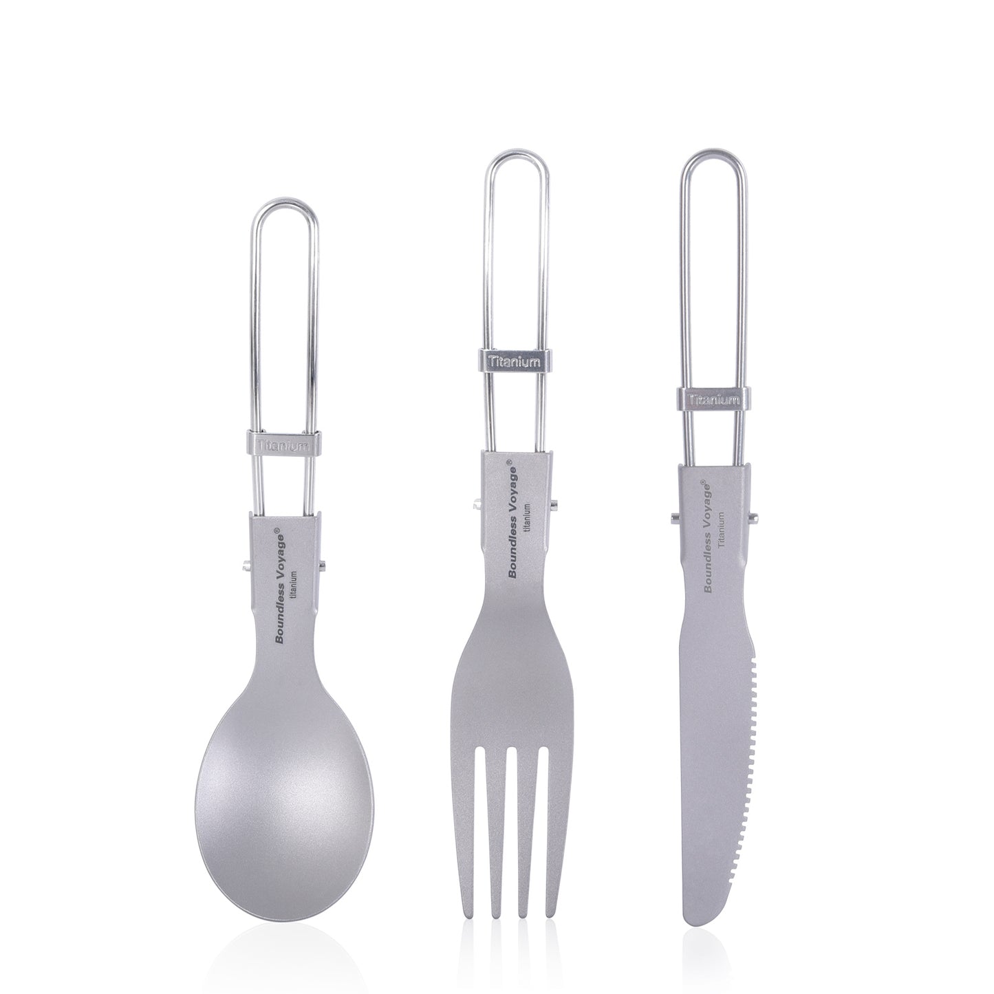 Boundless Voyage Titanium Folding Cutlery Set (Spoon + Fork + Knife) – Ultralight, Compact & Durable Tableware for Camping, Hiking & Everyday Use