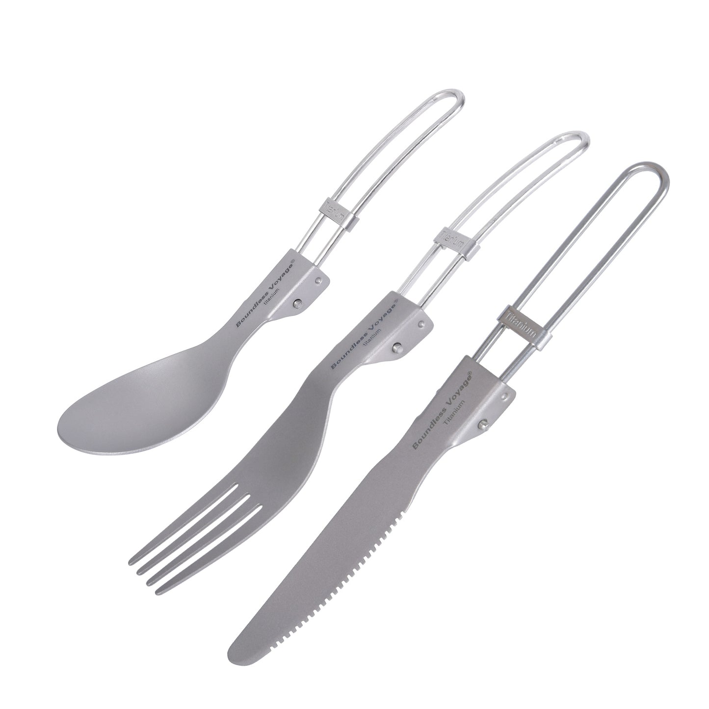 Boundless Voyage Titanium Folding Cutlery Set (Spoon + Fork + Knife) – Ultralight, Compact & Durable Tableware for Camping, Hiking & Everyday Use