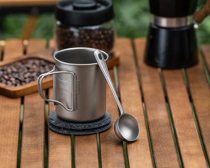 Boundless Voyage Titanium Coffee Scoop Ground Coffee and Beans Measuring Spoon Ice-cream Dessert Tea Sugar Spoon