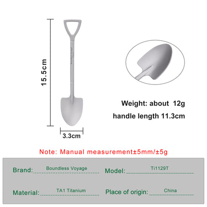 Boundless Voyage Mini Shovel-Shaped Titanium Spoon Creative Cute Dessert, Ice Cream, Fruit, Spoon Lightweight and Durable Tableware  Outdoor Camping Home Used