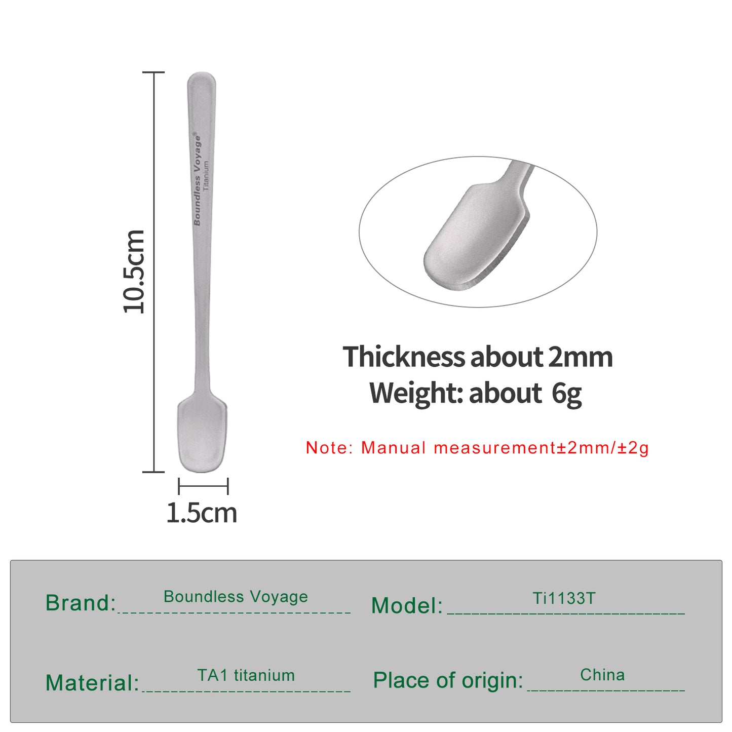 Boundless Voyage Pure Titanium Mini Coffee Spoon – Ultralight Rust-Free Espresso Spoon for Home, Travel & Camping