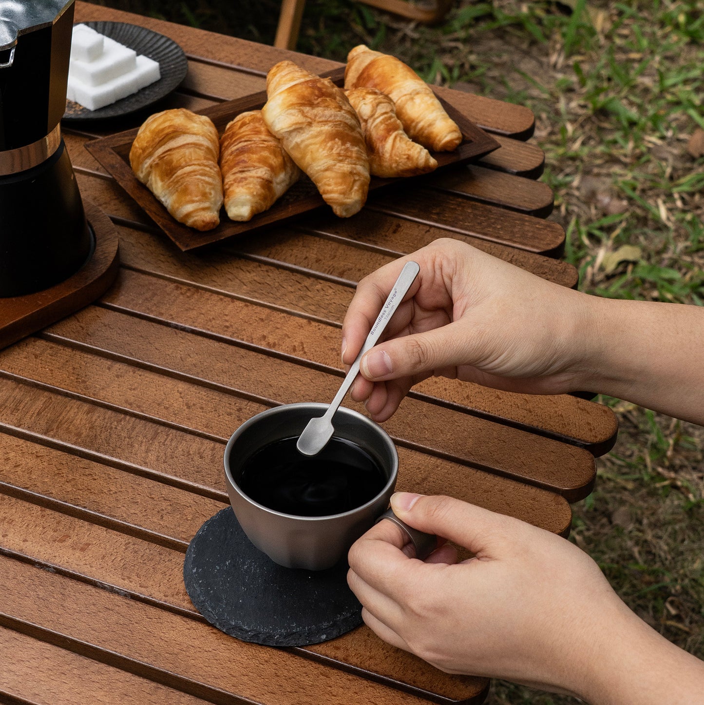 Boundless Voyage Pure Titanium Mini Coffee Spoon – Ultralight Rust-Free Espresso Spoon for Home, Travel & Camping