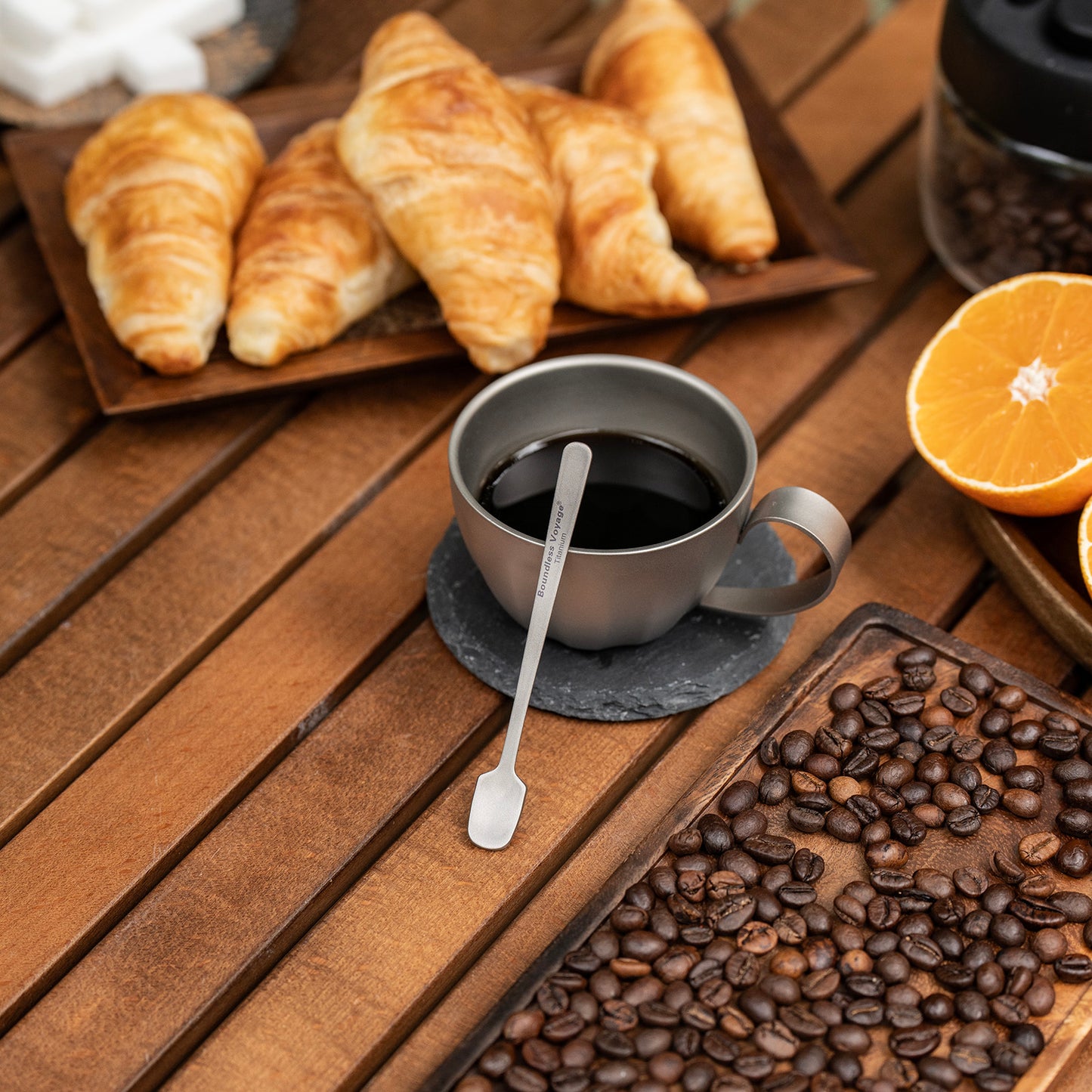 Boundless Voyage Pure Titanium Mini Coffee Spoon – Ultralight Rust-Free Espresso Spoon for Home, Travel & Camping