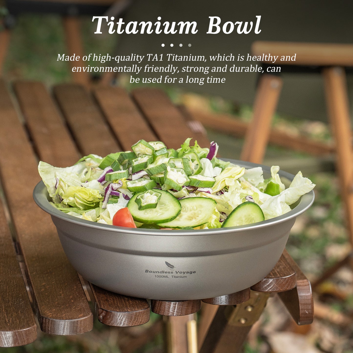 Boundless Voyage 1000ml Titanium Bowl Rice Soup Salad Serving Bowl Ultralight Outdoor Camping Travel Durable Portable Tableware
