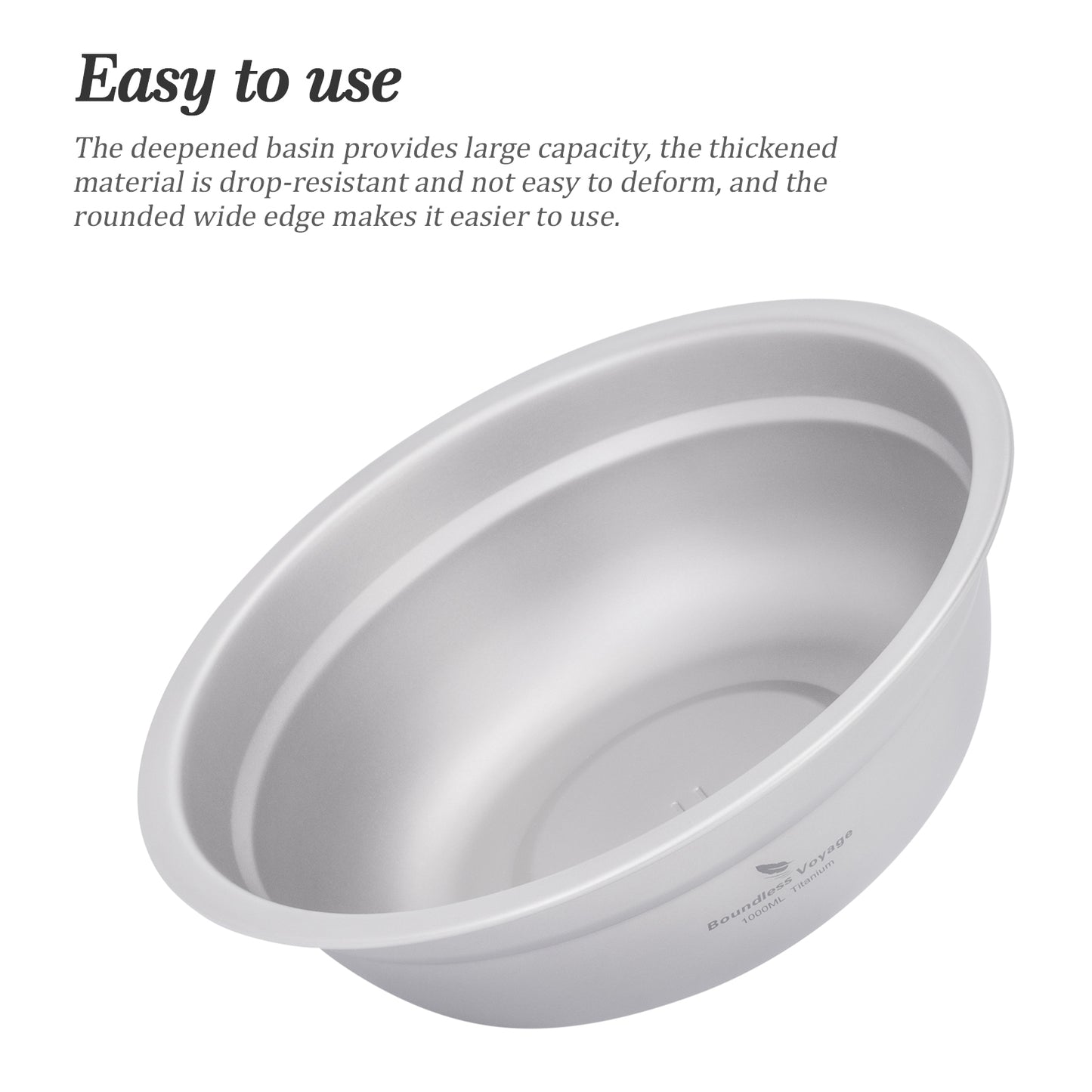 Boundless Voyage 1000ml Titanium Bowl Rice Soup Salad Serving Bowl Ultralight Outdoor Camping Travel Durable Portable Tableware