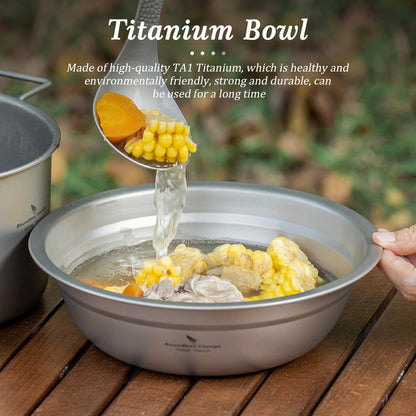 Boundless Voyage 1300ml Titanium Bowl Rice Soup Salad Serving Bowl Ultralight Outdoor Camping Travel Durable Portable Tableware