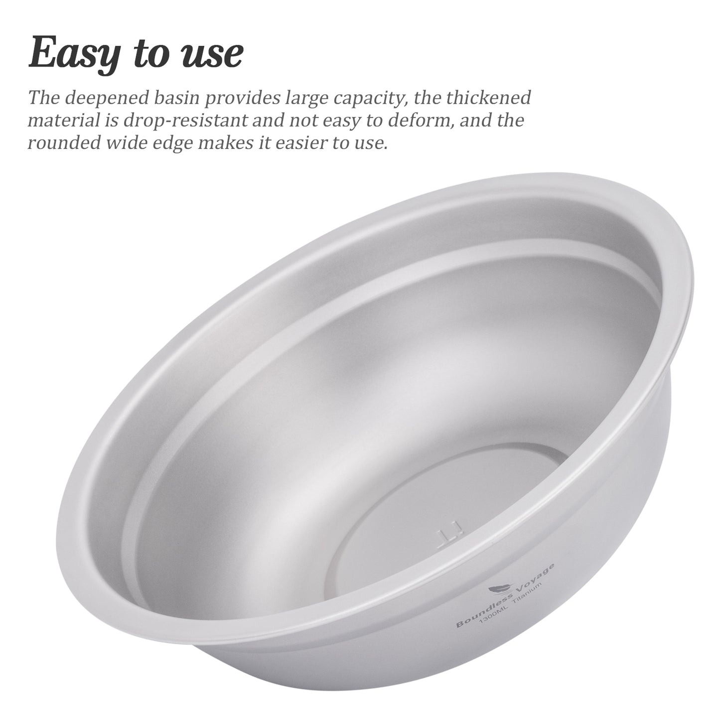 Boundless Voyage 1300ml Titanium Bowl Rice Soup Salad Serving Bowl Ultralight Outdoor Camping Travel Durable Portable Tableware