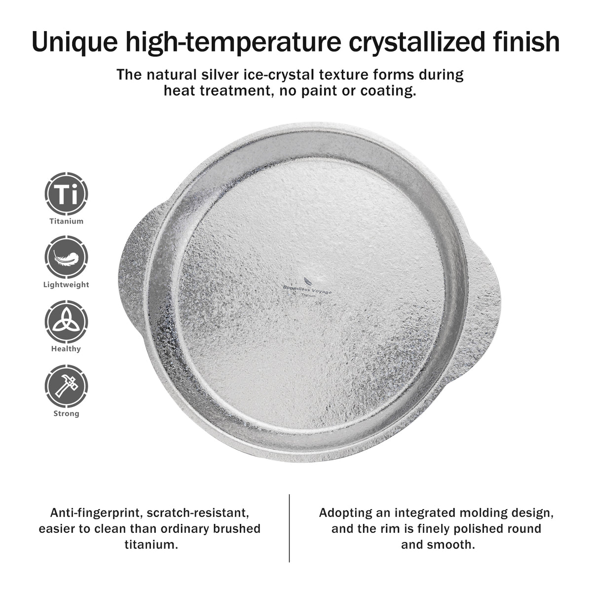 Boundless Voyage 27.3cm Titanium Camping Plate with Handles – Lightweight Stackable Dinner & Serving Plate for Outdoor, Picnic & Travel