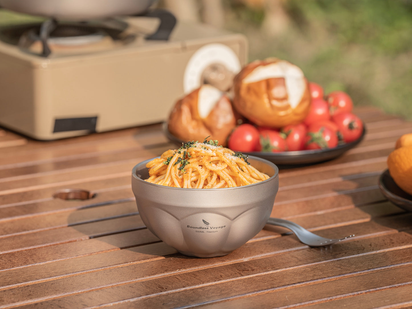 Boundless Voyage 500ml Titanium Double Walled Bowl Rice Soup Oatmeal Yogurt Serving Bowl Ultralight Outdoor Camping Travel Durable Portable Tableware