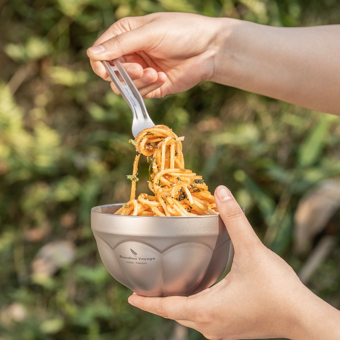 Boundless Voyage 500ml Titanium Double Walled Bowl Rice Soup Oatmeal Yogurt Serving Bowl Ultralight Outdoor Camping Travel Durable Portable Tableware