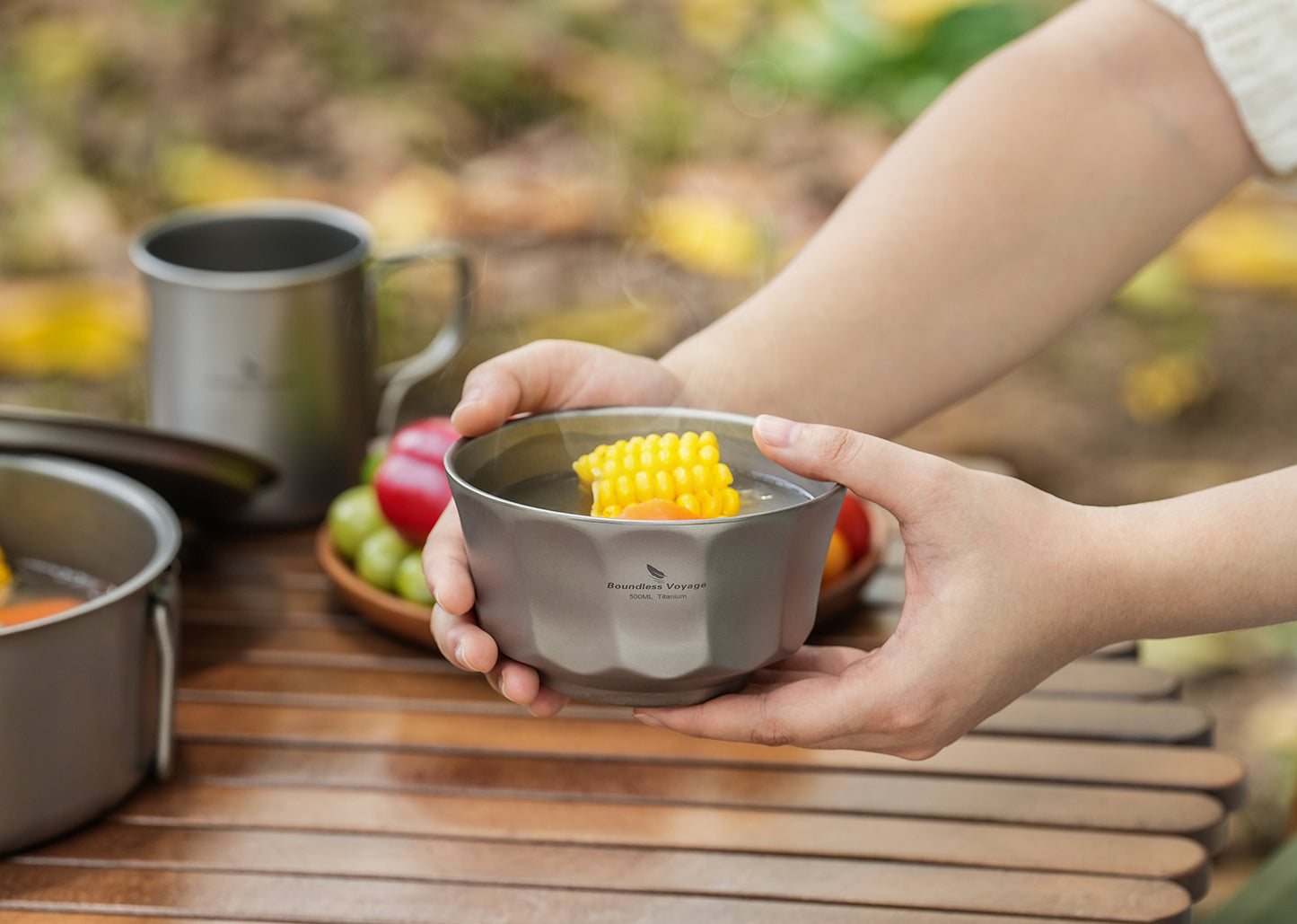 Boundless Voyage Titanium Double Walled Bowl  500ml Anti Scald Ultralight Rust Proof Bowl for Camping  HikingOutdoor & Home Use