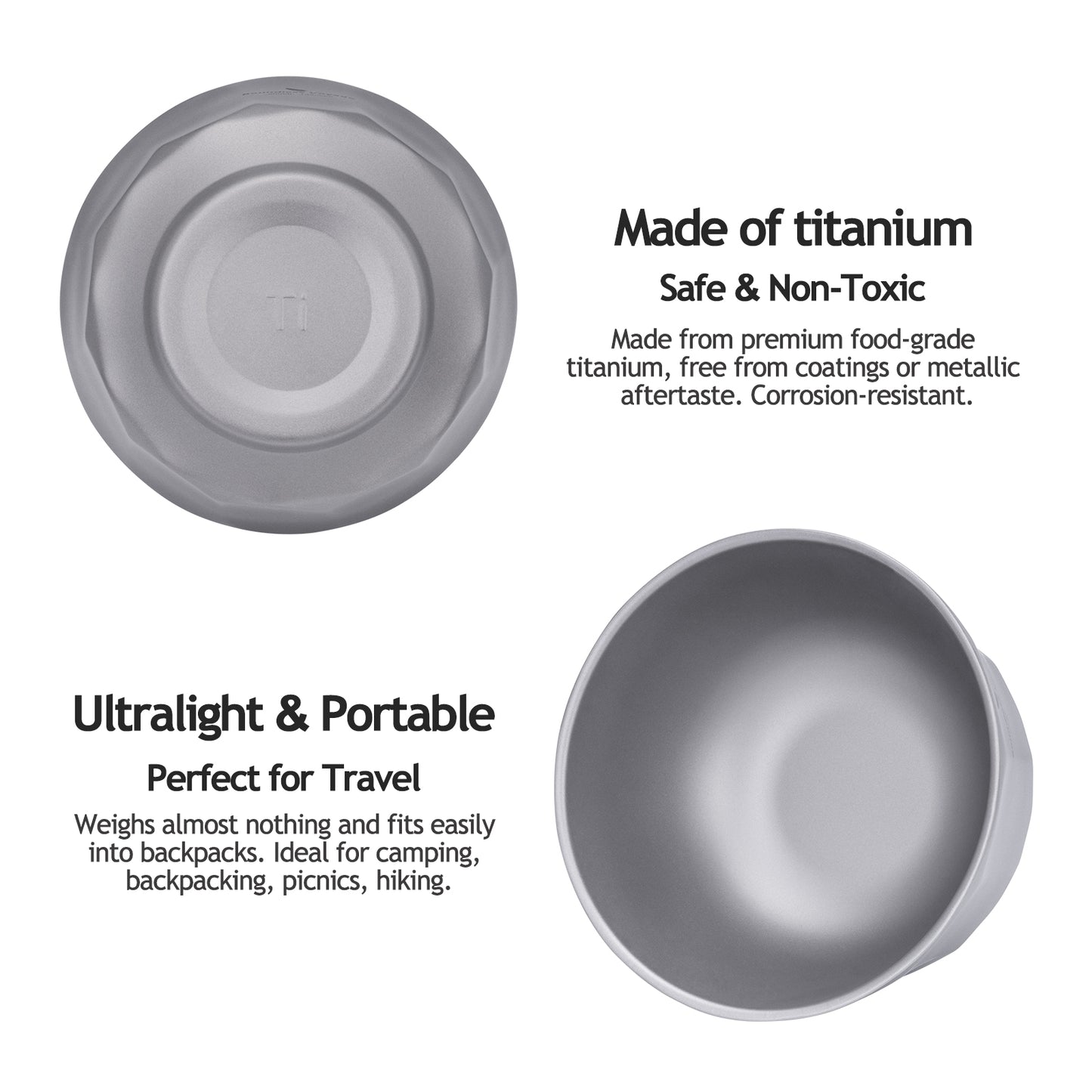 Boundless Voyage Titanium Double Walled Bowl  500ml Anti Scald Ultralight Rust Proof Bowl for Camping  HikingOutdoor & Home Use