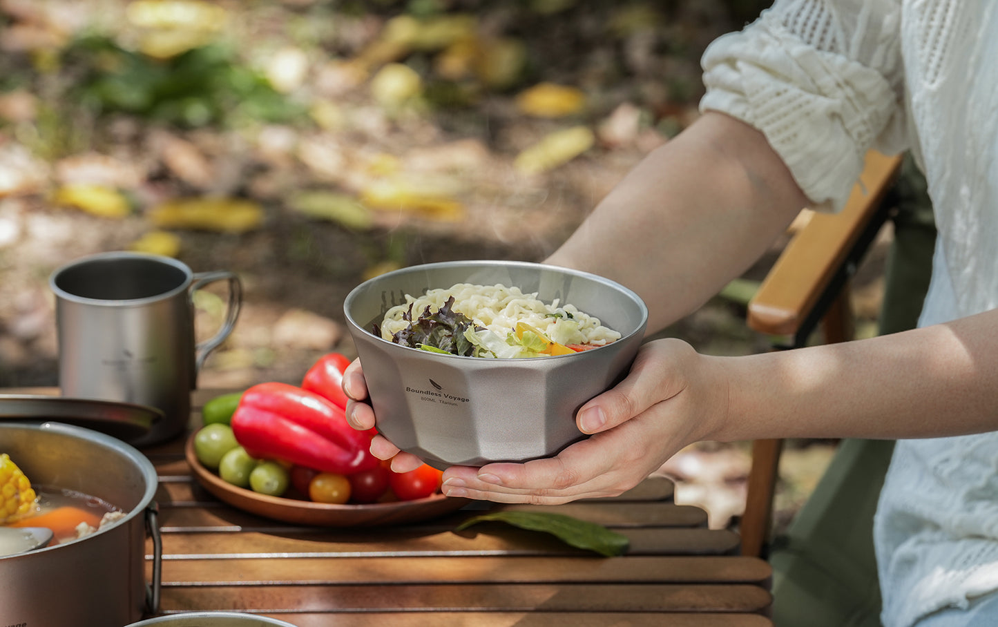 Boundless Voyage Titanium Double-Walled Bowl 800ml Anti-Scald Ultralight Rust-Proof Bowl for Camping Hiking Outdoor & Home Use