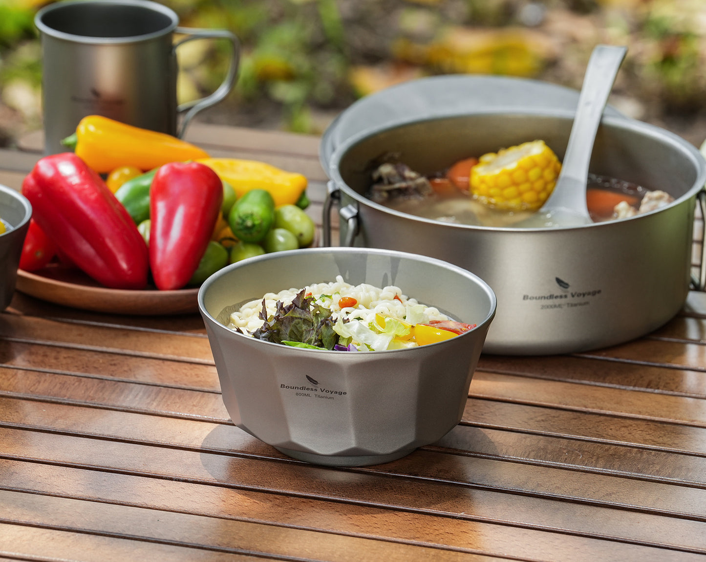 Boundless Voyage Titanium Double-Walled Bowl 800ml Anti-Scald Ultralight Rust-Proof Bowl for Camping Hiking Outdoor & Home Use