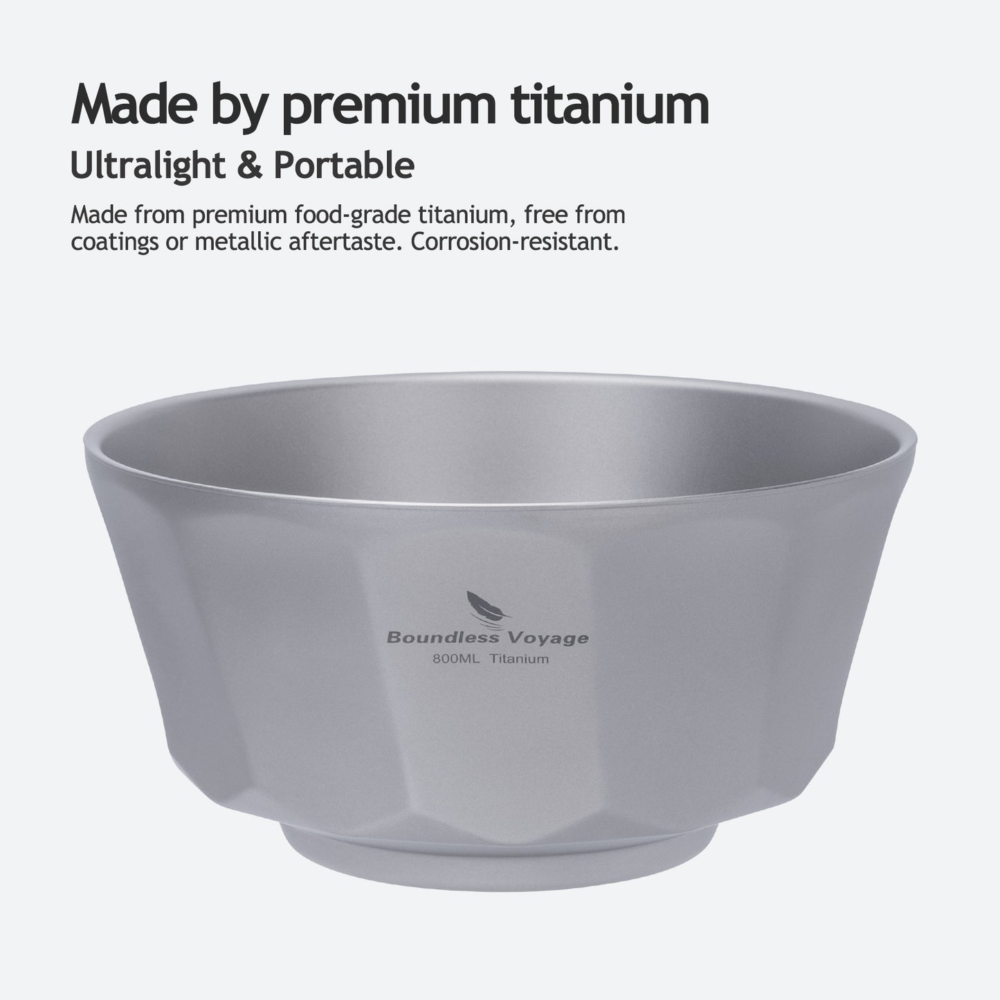 Boundless Voyage Titanium Double-Walled Bowl 800ml Anti-Scald Ultralight Rust-Proof Bowl for Camping Hiking Outdoor & Home Use