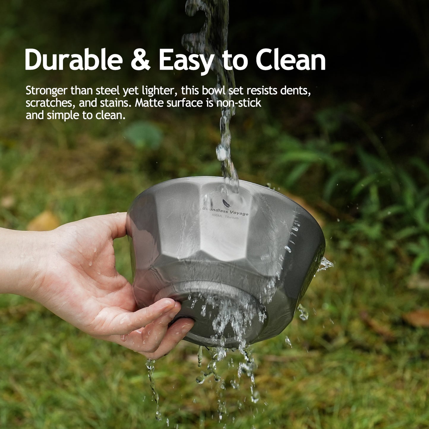 Boundless Voyage Titanium Double-Walled Bowl 800ml Anti-Scald Ultralight Rust-Proof Bowl for Camping Hiking Outdoor & Home Use