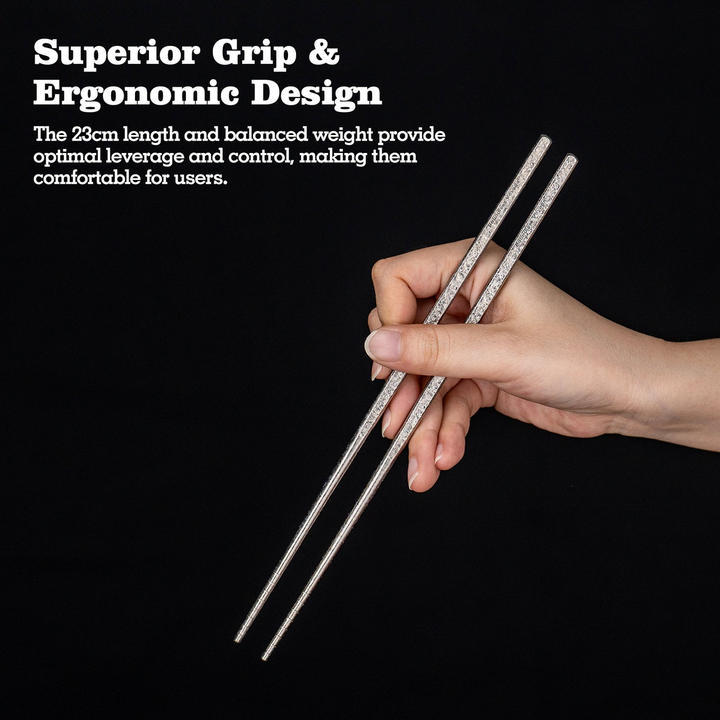 Boundless Voyage 23cm Pure Titanium Chopsticks | Solid Ultralight Reusable Food-Grade Chopsticks | Durable Travel & Camping Tableware