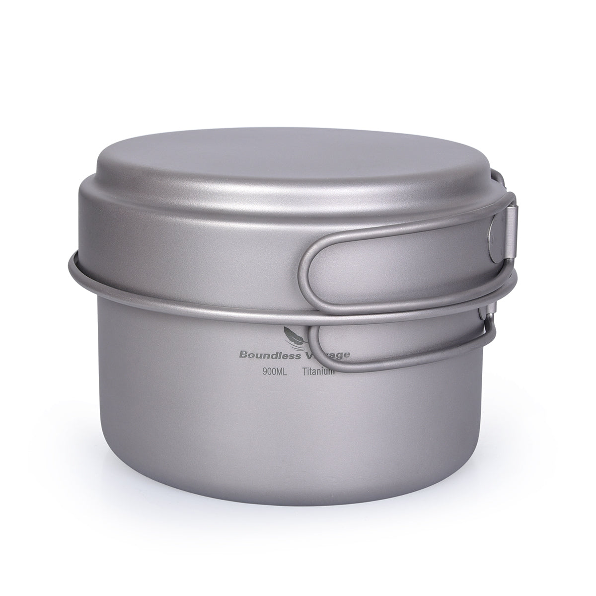 Boundless Voyage 2-Piece Titanium Pot & Pan Set | 900ml Pot + 500ml Lid/Bowl | Ultralight Nesting Cookware Kit with Folding Handles | Stove-Safe Mess Kit for Camping & Hiking
