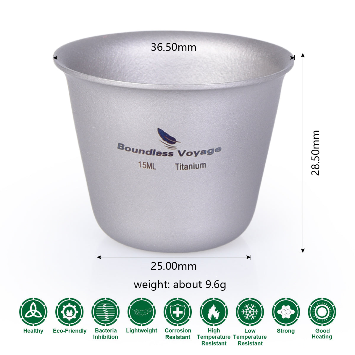 Boundless Voyage Titanium Mini Cup – Ultralight Wine / Tea / Sake Mug for Camping, Picnic, Travel & Outdoor Adventures