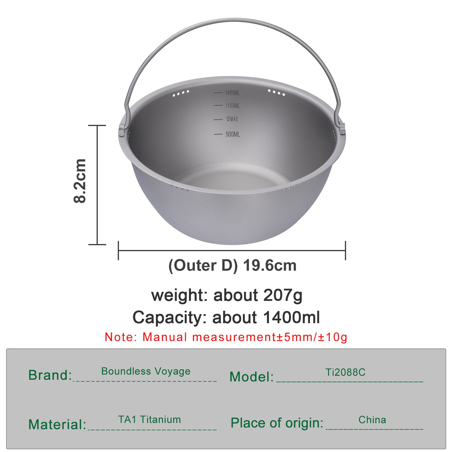 Boundless Voyage Titanium Camping Pot – Ultralight Multifunctional Outdoor Cooking Pot for Hiking & Travel