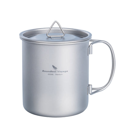 Boundless Voyage 450ml Pure Titanium Mug with Lid – Ultralight & Durable Camping Cup