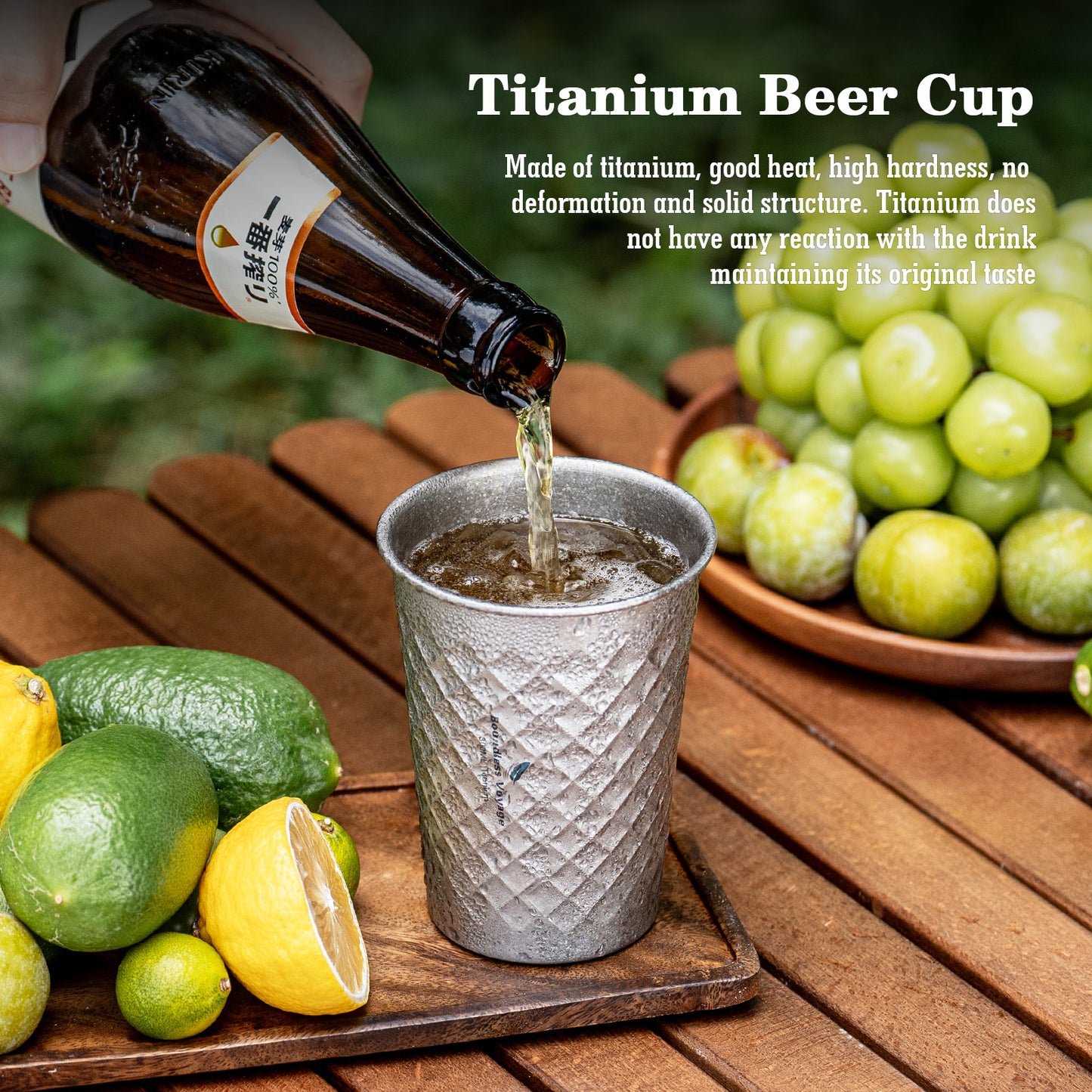 Boundless Voyage Titanium 300ml Stackable Cup – Ultralight Reusable Metal Drinking Glass for Beer, Juice, Camping & Outdoor Use