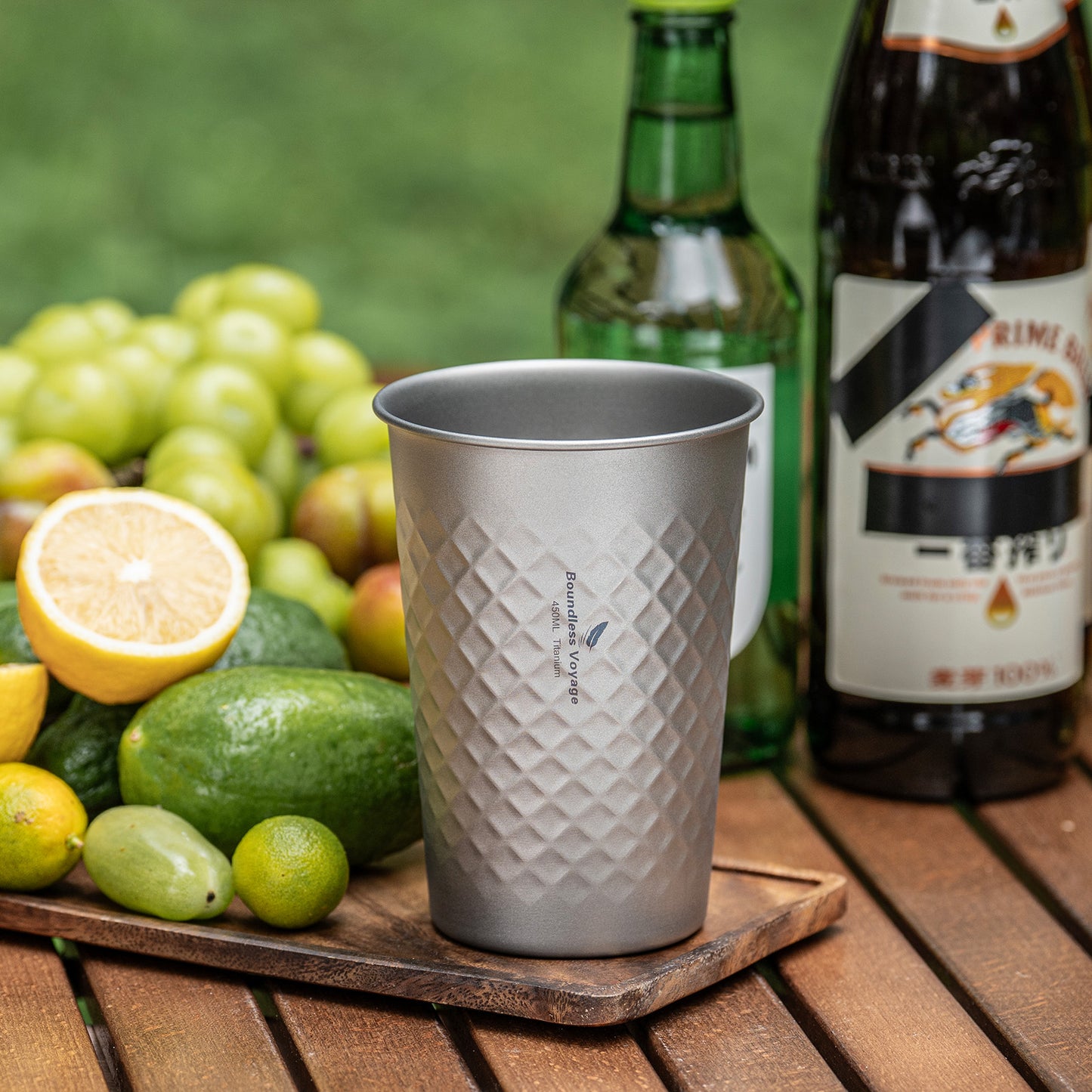 Boundless Voyage Titanium 450ml Stackable Cup – Premium Reusable Metal Drinking Glass for Beer, Juice, Camping & Outdoor Use