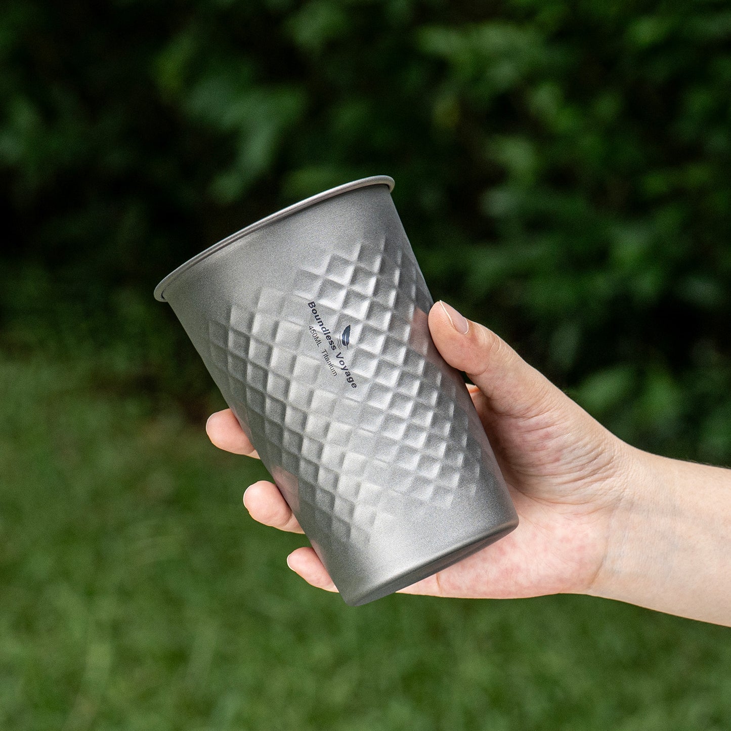 Boundless Voyage Titanium 450ml Stackable Cup – Premium Reusable Metal Drinking Glass for Beer, Juice, Camping & Outdoor Use