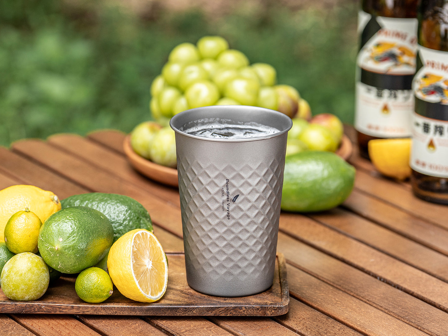 Boundless Voyage Titanium 450ml Stackable Cup – Premium Reusable Metal Drinking Glass for Beer, Juice, Camping & Outdoor Use