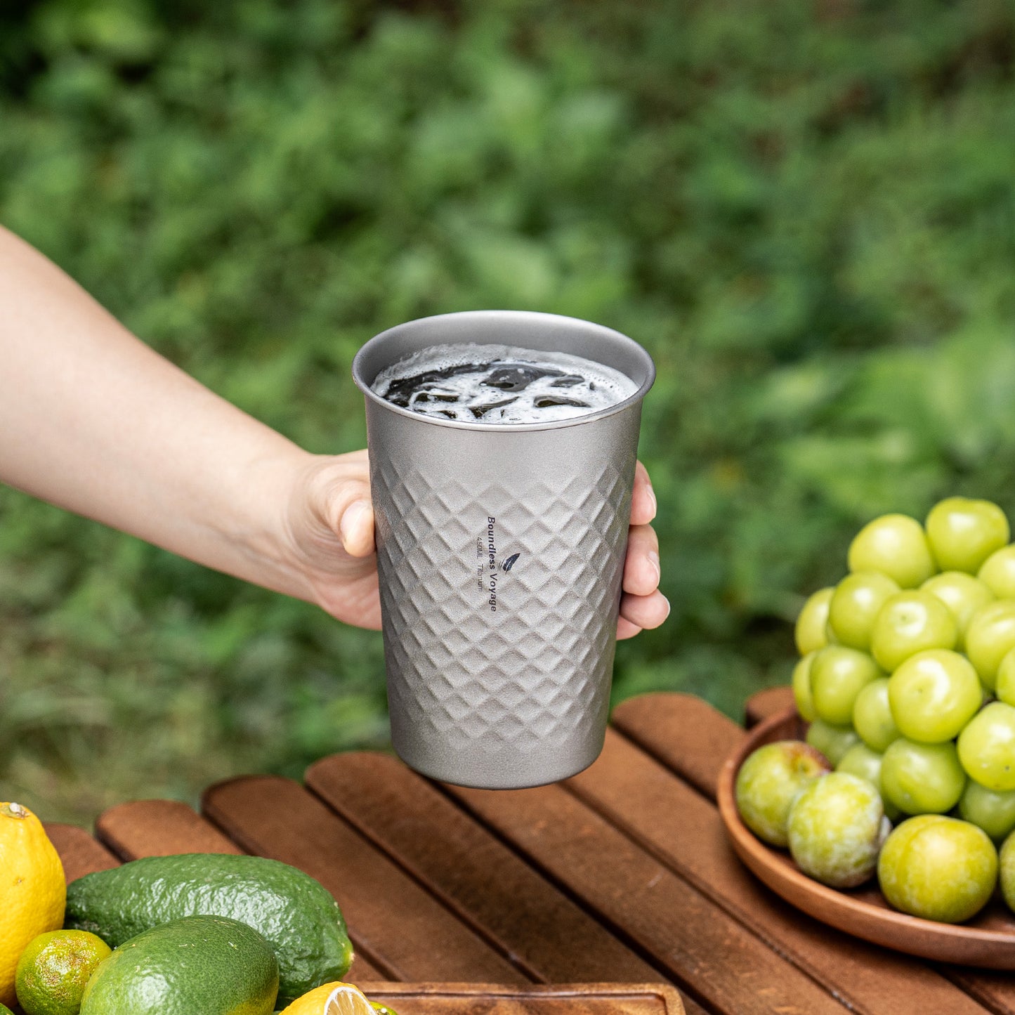 Boundless Voyage Titanium 450ml Stackable Cup – Premium Reusable Metal Drinking Glass for Beer, Juice, Camping & Outdoor Use