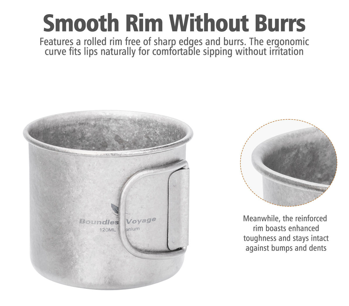 Boundless Voyage 120ml Titanium Camping Cup with Folding Handle – Ultralight Mini Coffee & Espresso Mug for Hiking, Backpacking & Travel
