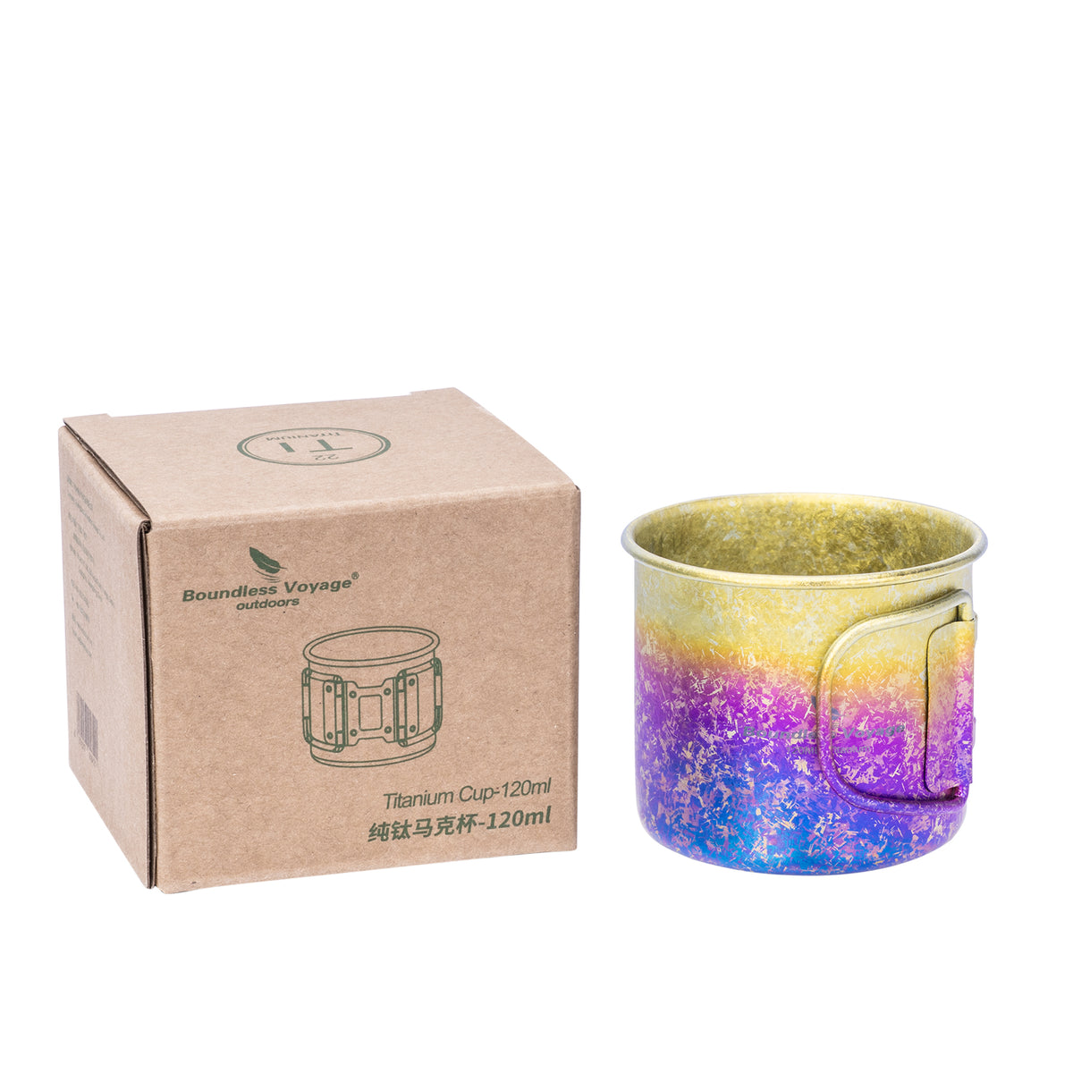Boundless Voyage 120ml Titanium Camping Cup with Folding Handle – Ultralight Mini Coffee & Espresso Mug for Hiking, Backpacking & Travel
