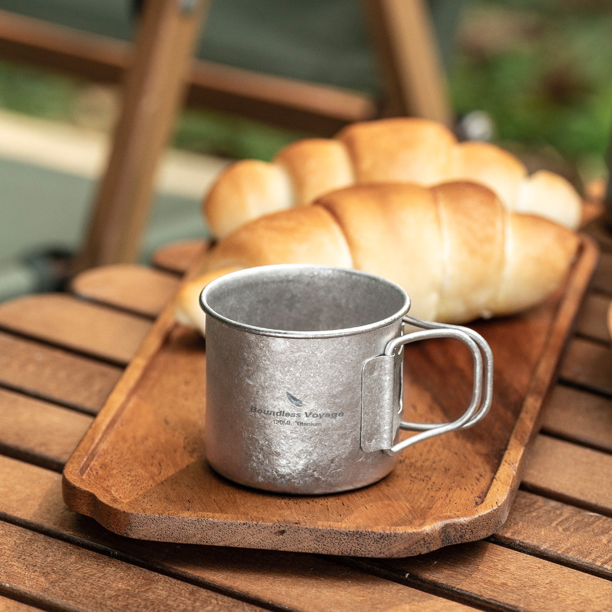 Boundless Voyage 120ml Titanium Camping Cup with Folding Handle – Ultralight Mini Coffee & Espresso Mug for Hiking, Backpacking & Travel
