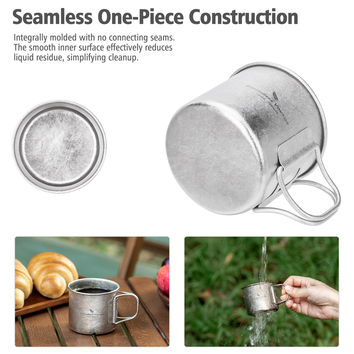 Boundless Voyage 120ml Titanium Camping Cup with Folding Handle – Ultralight Mini Coffee & Espresso Mug for Hiking, Backpacking & Travel