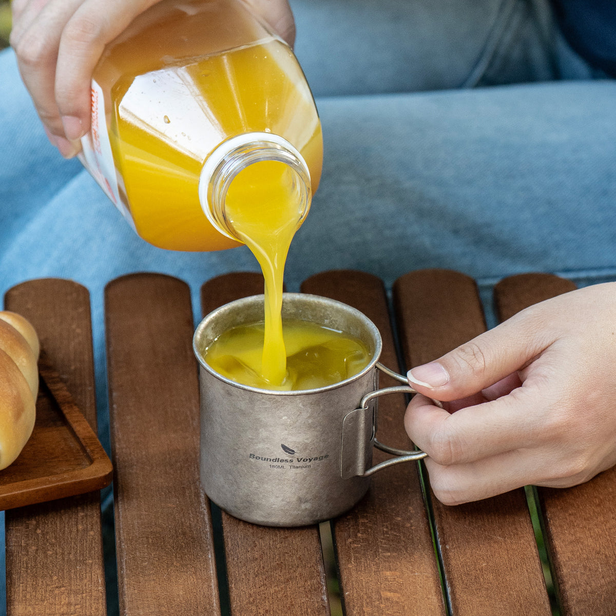 Boundless Voyage 180ml Titanium Camping Cup with Folding Handle – Ultralight Mini Coffee Mug, Natural & Crystalline Finishes 富文本编辑器