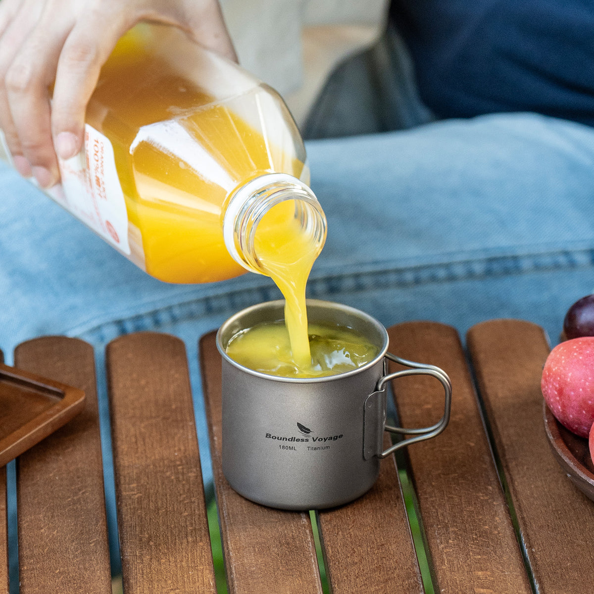 Boundless Voyage 180ml Titanium Camping Cup with Folding Handle – Ultralight Mini Coffee Mug, Natural & Crystalline Finishes 富文本编辑器